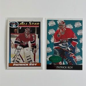 2 CARD LOT - Patrick Roy - 1991 O-Pee-Chee / 1993 ProSet Montréal Canadiens